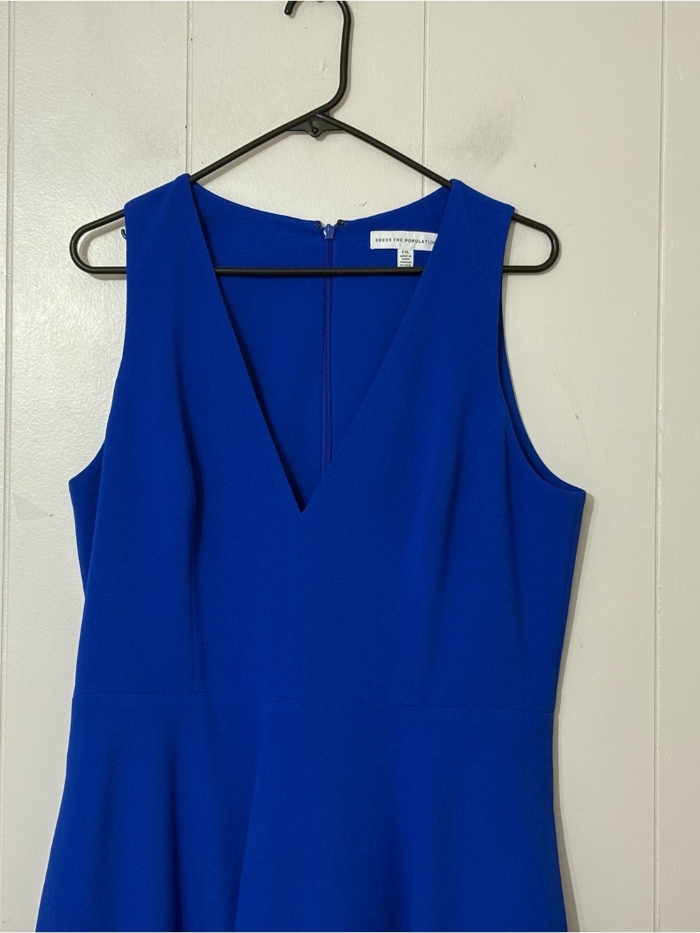 Dress The Population Catalina Fit & Flare Dress Blue V-Neck XXL Cocktail - Picture 4 of 11